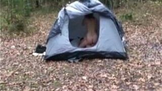 Petite Brunette Sasha Rides Hard Cock In A Tent - porn video