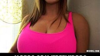 Pierced amateur with a pair of huge natural tits makes a sex tape - porn video