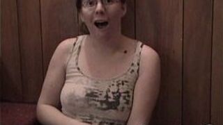 Nerd girlfriend talks sex and fingers upskirt in stairwell - porn video