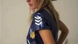 Tiny teen Michaela in shiny gold latex lingerie - porn video