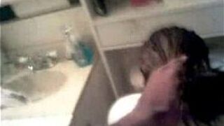 black guy fucks girlfriend in bathroom - porn video